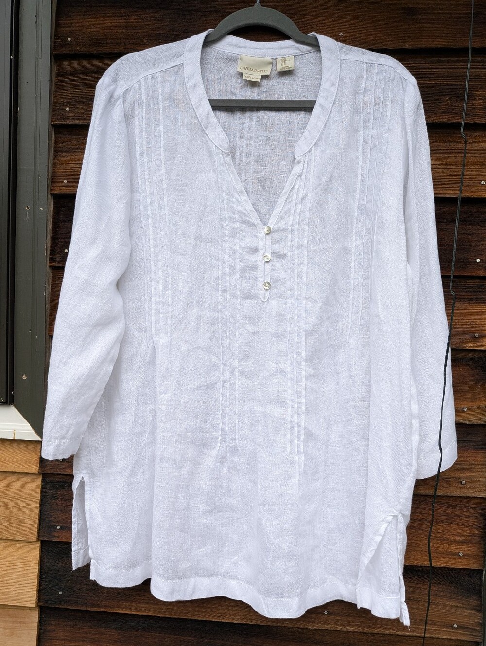 Cynthia Rowley Linen Pintuck Tunic Vacation or Office Cool flowy Blouse XL